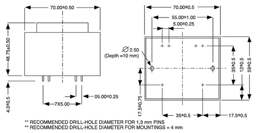 Transformer: encapsulated; 30VA; 230VAC; 18V; 1667mA; Mounting: PCB