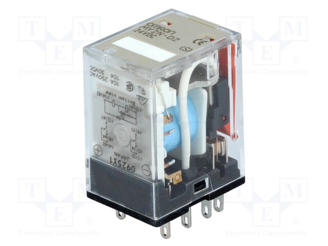 Relay: electromagnetic; DPDT; Ucoil: 24VDC; 5A/250VAC; 5A/30VDC