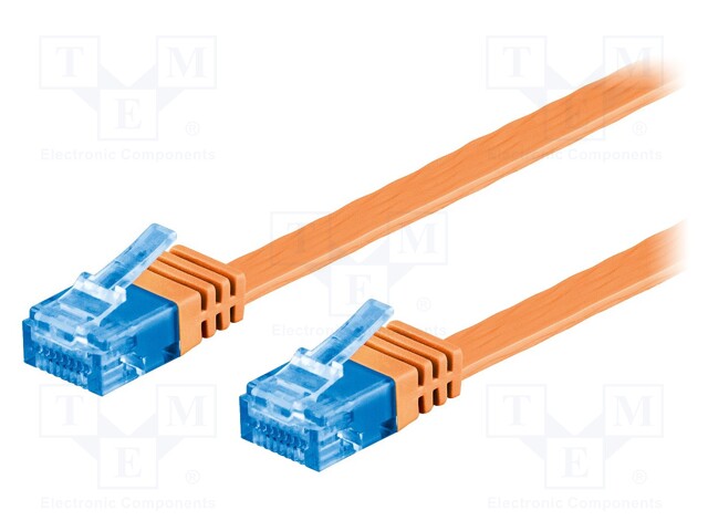 Patch cord; U/UTP; 6a; stranded; Cu; PVC; orange; Len: 7m; 32AWG