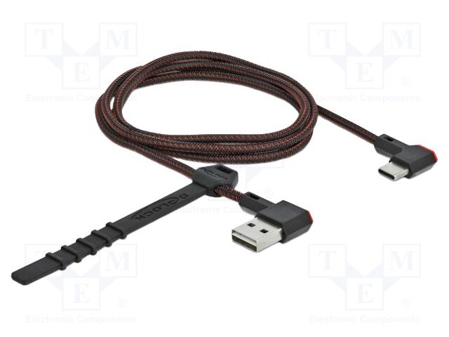 Cable; USB 2.0; gold-plated; 1m; black,red; 24AWG,28AWG; 480Mbps