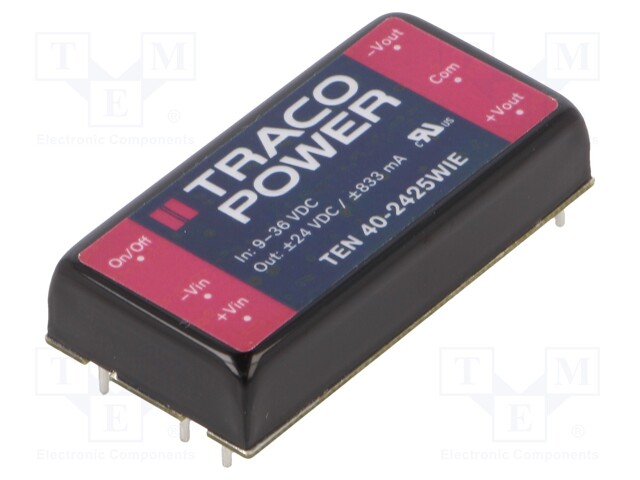 Converter: DC/DC; 40W; Uin: 9÷36V; 24VDC; Iout: 833mA; Uinsul: 1600V