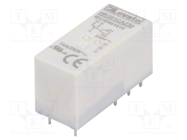 Relay: electromagnetic; SPDT; Ucoil: 230VAC; 16A/250VAC; 12A/30VDC