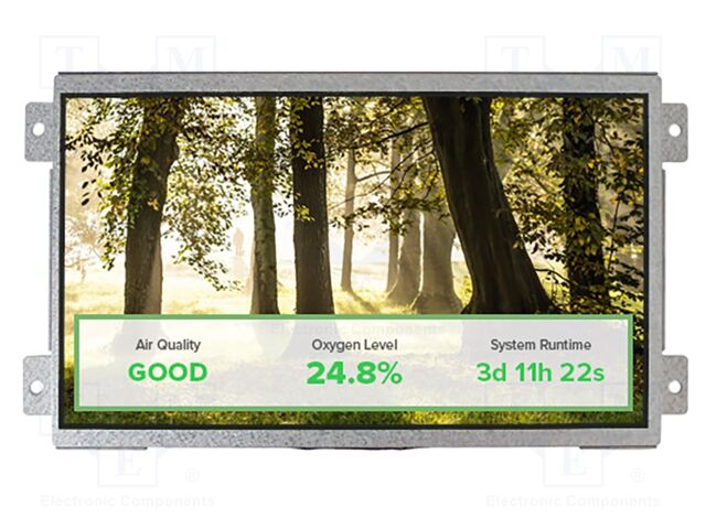 Display: TFT; 1024x600; Illumin: LED; Window dimensions: 223x125mm