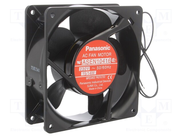 Fan: AC; axial; 230VAC; 120x120x38mm; 150m3/h; 37dBA; ball bearing