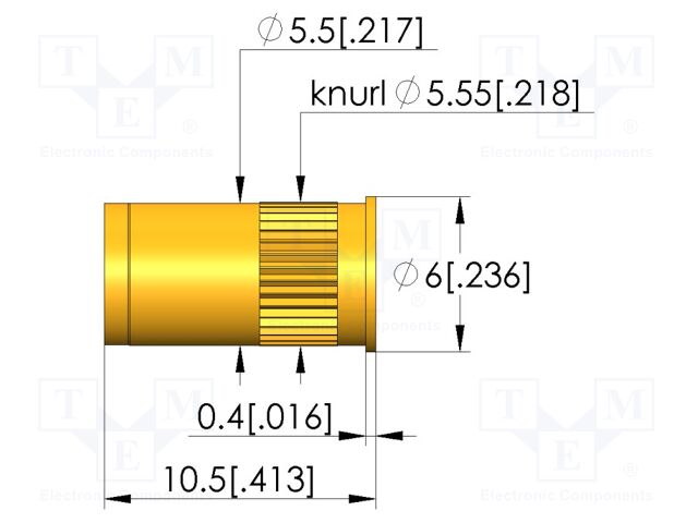 Test probe socket; gold-plated; KS-410; 10.5mm; test needles
