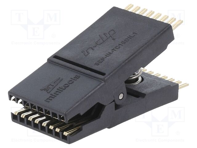 Test clip; black; gold-plated; DIL16; 10mm; max.150°C