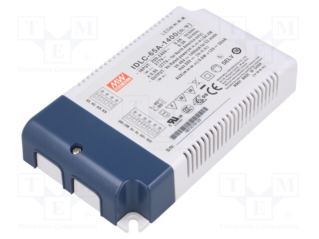 Power supply: switched-mode; LED; 64.4W; 34÷46VDC; 1400mA; IP20
