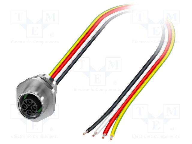 Connector: M12; socket; PIN: 4; female; straight; cables; S; 2m