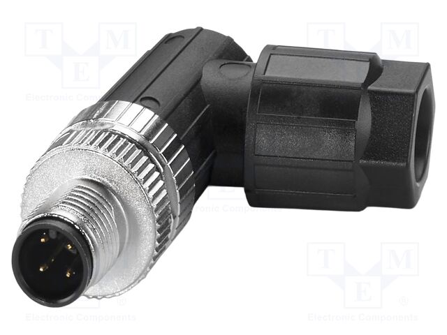 Connector: M12; plug; PIN: 4; 250V; angled; IP65; push-lock; A code