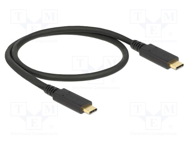 Cable; USB C plug,both sides; 0.5m; black; 26AWG,30AWG,32AWG