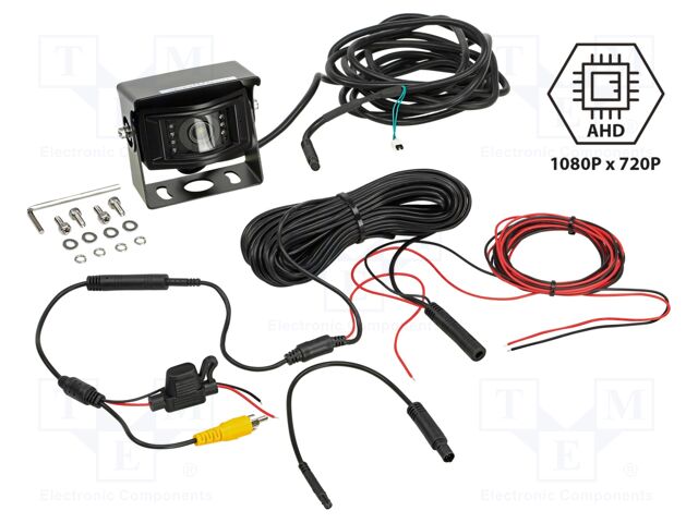 Rear view camera; 105°; black; 12VDC; Kit: camera; Features: NTSC