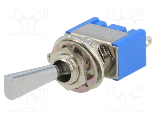 Switch: toggle; Pos: 2; SPDT; ON-ON; 6A/125VAC; Leads: for soldering