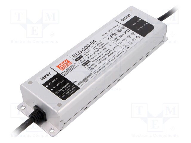 Power supply: switched-mode; LED; 200.88W; 54VDC; 3.72A; IP67; 93%