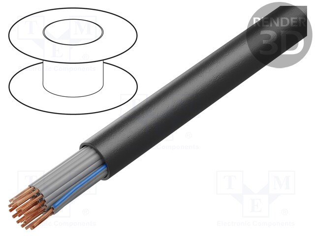 Wire: ribbon; 1.27mm; stranded; Cu; unshielded; PVC; black; 84m