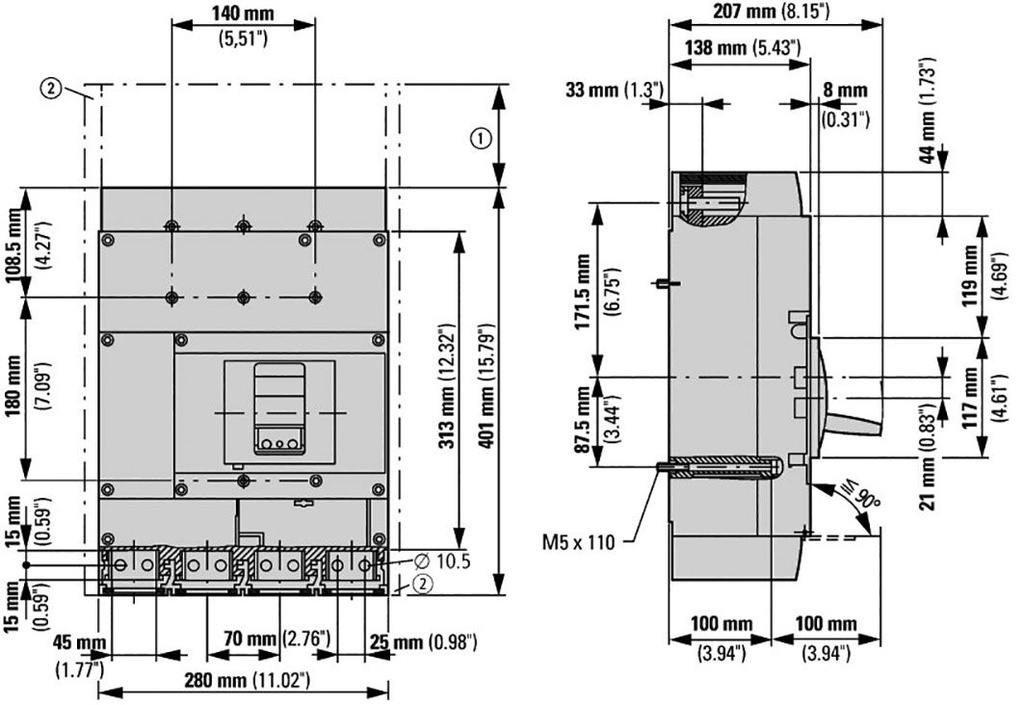 Switch-disconnector; Poles: 4; DIN; 200A; IP20; 1000VDC
