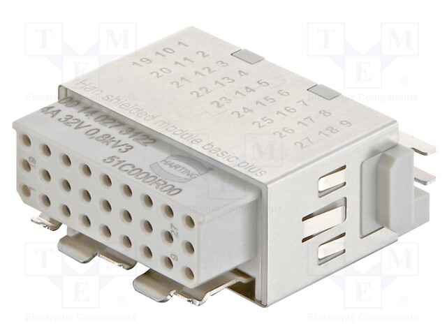 Connector: HDC; module; female; Han-Modular®; PIN: 27; crimped; 4A