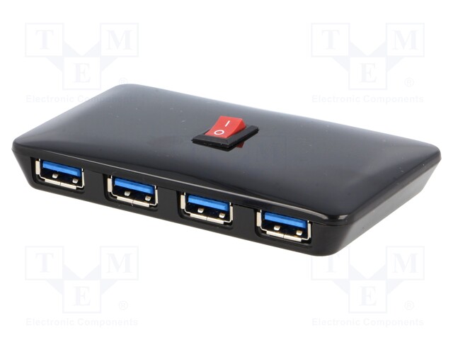 Hub USB; USB 1.1,USB 2.0,USB 3.0; black; Number of ports: 4; 0.4m