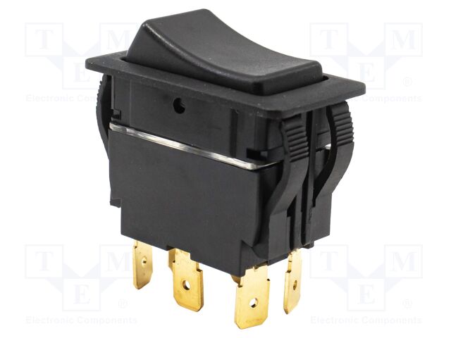 ROCKER SWITCH, DPST, 20A, 125VAC, BLACK