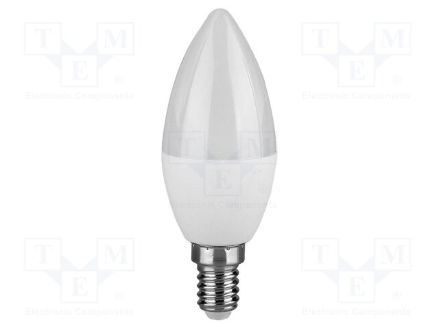 LED lamp; white cold; E14; 220÷240VAC; 470lm; P: 4.5W; 200°; 6400K