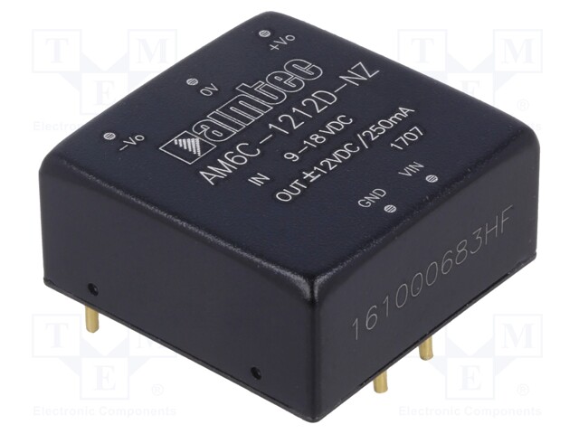 Converter: DC/DC; 6W; Uin: 9÷18V; Uout: 12VDC; Uout2: -12VDC; 1"x1"