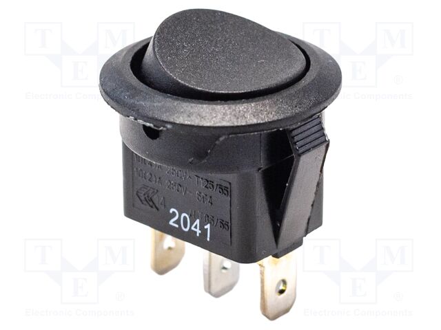 ROCKER; SPST; Pos: 2; ON-ON; 16A/125VAC; black; none; Rcont max: 35mΩ