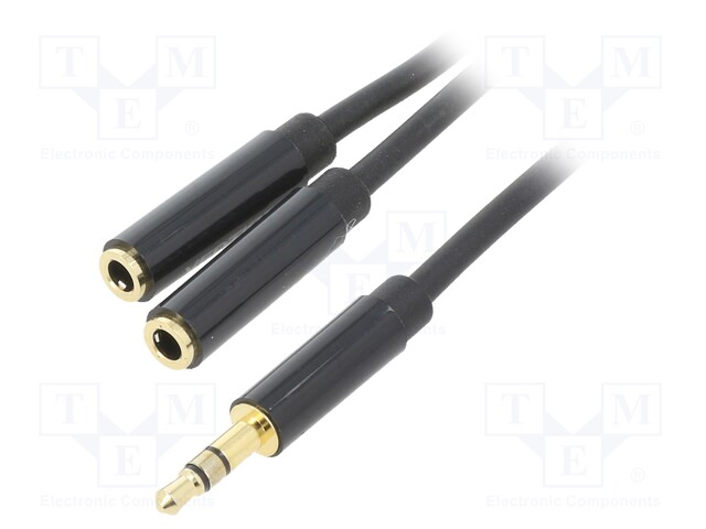 Cable; Jack 3.5mm 3pin plug,Jack 3.5mm 3pin socket x2; 0.3m