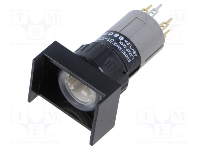 Switch: body; 16mm; Stabl.pos: 1; NC + NO; Pos: 2; Cutout: Ø16.2mm