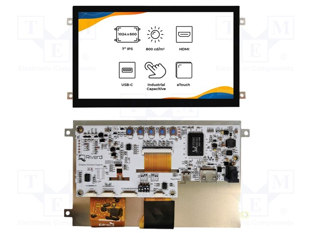 Display: TFT; 7"; 1024x600; Illumin: LED; Dim: 181.6x100.6x25.38mm
