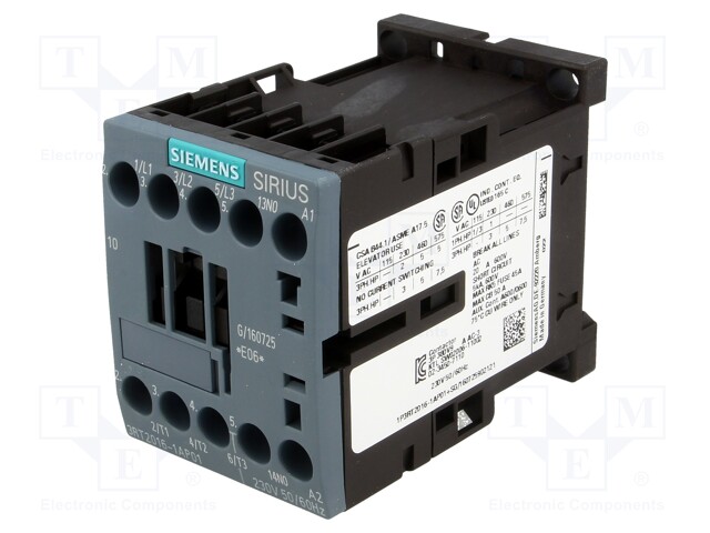 Contactor: 3-pole; NO x3; Auxiliary contacts: NO; 230VAC; 9A; 3RT20
