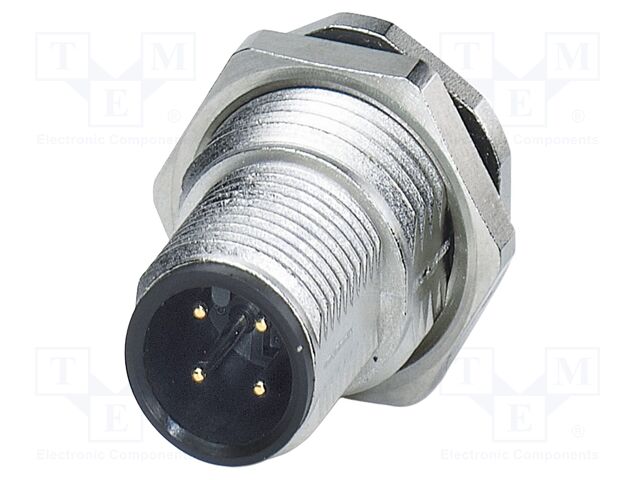 Connector: M12; socket; PIN: 4; male; 250V; straight; THT; A code; 4A
