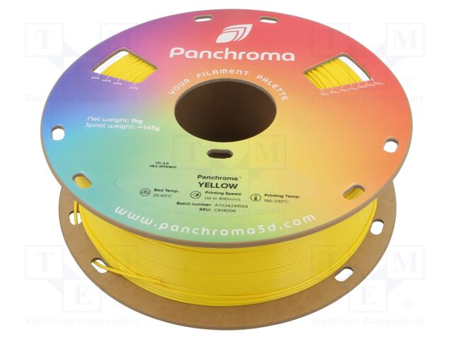 Filament: CoPE; 1.75mm; yellow; 190÷230°C; 1kg; Table temp: 25÷60°C