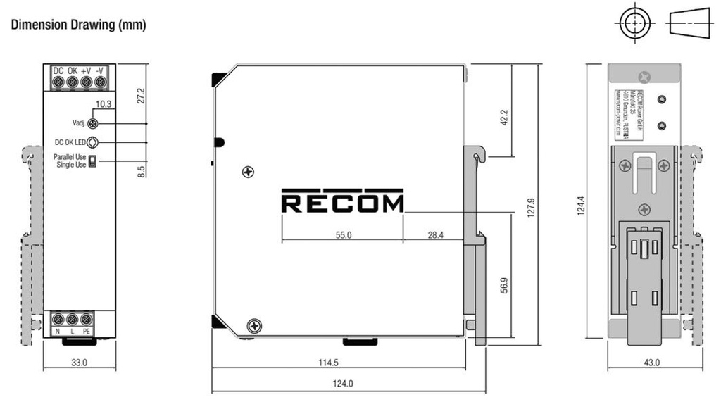 Power supply: switched-mode; 120W; 48VDC; 48÷56VDC; 2.5A; 590g