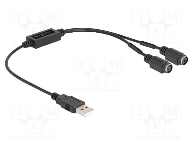 Adapter; PS/2 socket x2,USB A plug; 0.43m; black