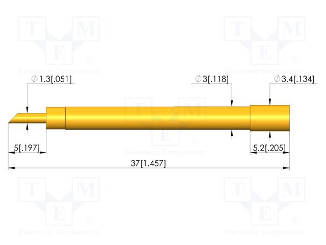 Test probe socket; gold-plated; KS-747; soldered; 37mm