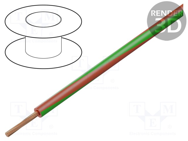 Wire; FLRY-B; 1x0.35mm2; stranded; Cu; PVC; red-green; 60V; 100m