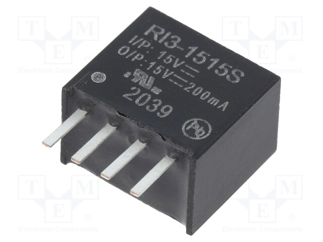 Converter: DC/DC; 3W; Uin: 13.5÷16.5V; Uout: 15VDC; Iout: 200mA; SIP4