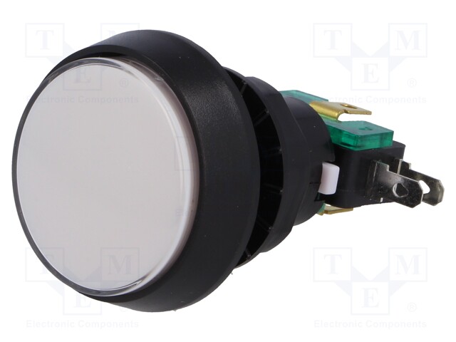 Switch: push-button; Pos: 2; SPDT; 10A/250VAC; white; white; Ø: 44mm