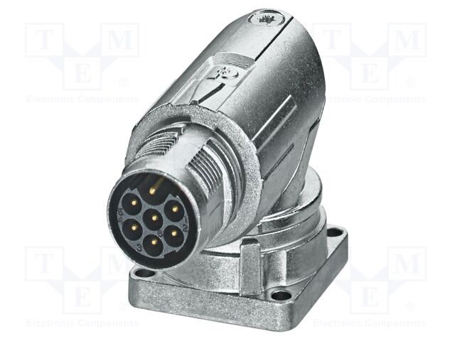 Connector: M17; socket; M17 PRO; PIN: 7; 630V; 14A; IP67; 6+PE; angled