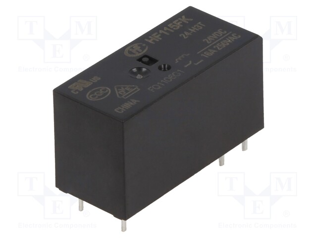 Relay: electromagnetic; SPST-NO; Ucoil: 24VDC; 16A/250VAC; 16A
