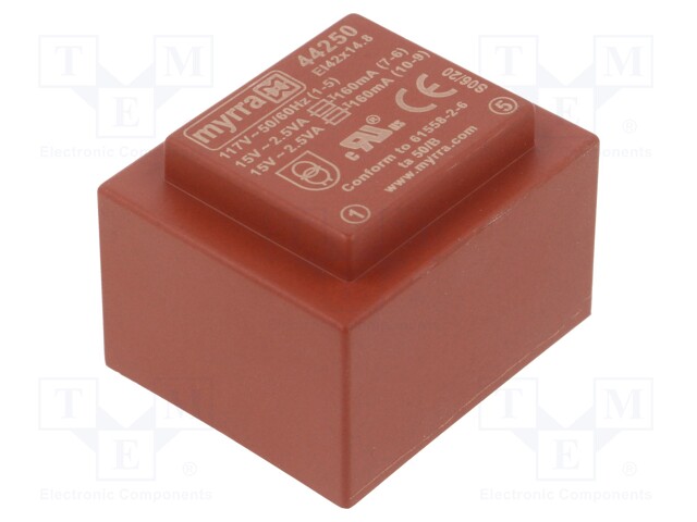 Transformer: encapsulated; 5VA; 117VAC; 15V; 15V; 167mA; 167mA