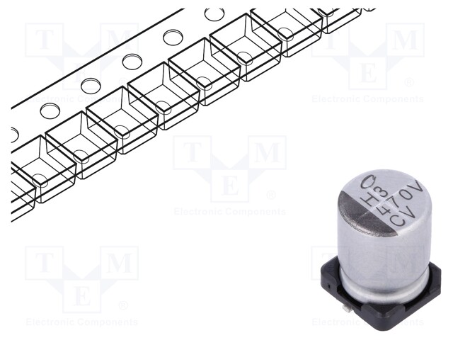 Capacitor: electrolytic; low impedance; SMD; 470uF; 35VDC; Ø8x10mm
