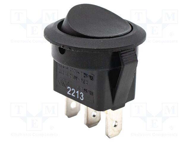 ROCKER; SP3T; Pos: 3; ON-OFF-ON; 16A/125VAC; black; none; Body: black