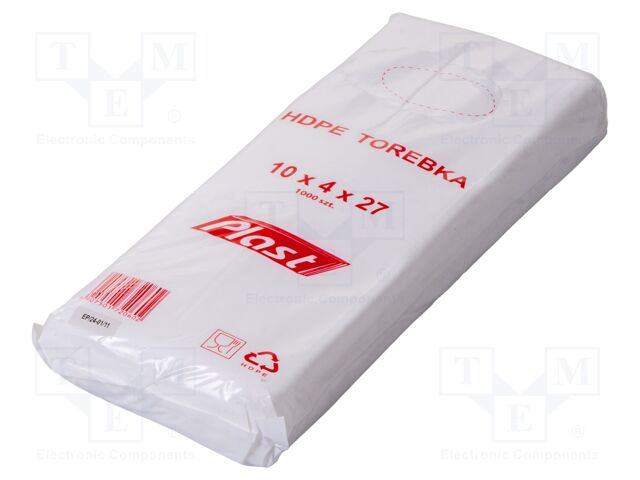 Plastic bag; L: 270mm; Width: 100mm; Thick: 6um; HDPE; transparent