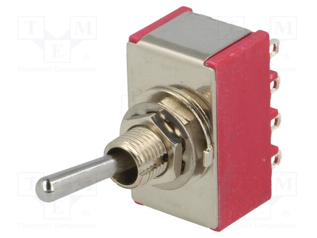 Switch: toggle; Pos: 3; 4P3T; ON-OFF-ON; 5A/125VAC; 5A/28VDC; 1000MΩ