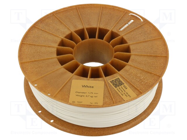 Filament: ASA; 1.75mm; white; 220÷250°C; 700g; Table temp: 90÷110°C