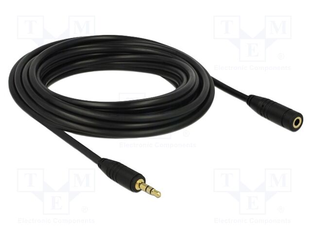 Cable; Jack 3.5mm socket,Jack 3.5mm plug; 5m; black