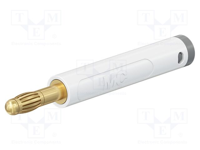 Connector: 4mm banana; plug; 32A; 30VAC; 60VDC; white; gold-plated
