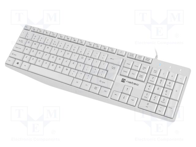 Keyboard; white; USB A; wired,slim,US layout; Len: 1.8m