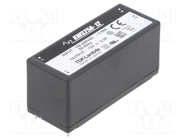 Converter: AC/DC; 26.4W; Uout: 12VDC; Iout: 2.2A; 84÷86%; 85÷265VAC