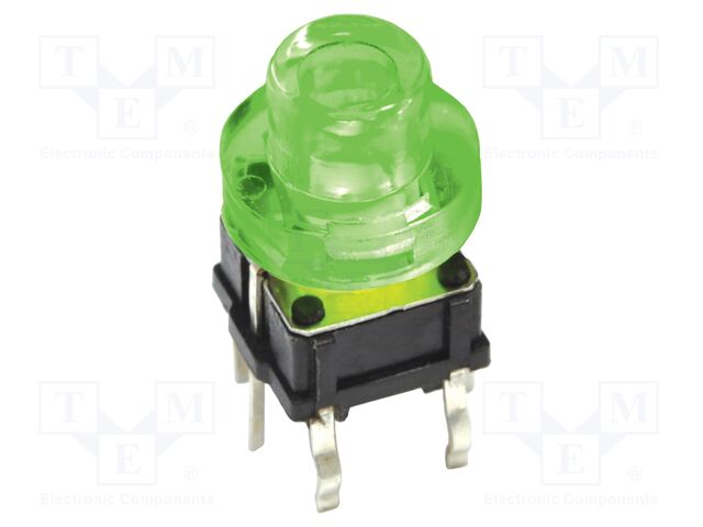 ILLUMINATED TACTILE SWITCH, SPST, 50mA, 12VDC